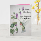 Wunderschöne Tochter Birthday Hummingbird Garden Karte (Gelbe Blume)