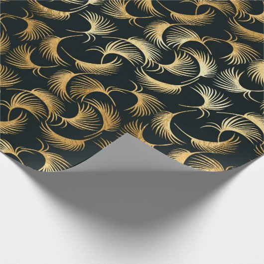 Wunderschöne tropische Blätter aus Gold und Schwar Geschenkpapier (Ecke)