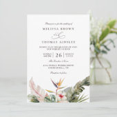 Wunderschöne tropische Botanicals QR-Code-Hochzeit Einladung (Stehend Vorderseite)
