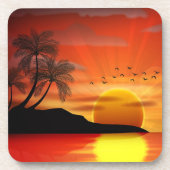 Wunderschöne tropische Insel Sunset Getränkeuntersetzer (Vorderseite)