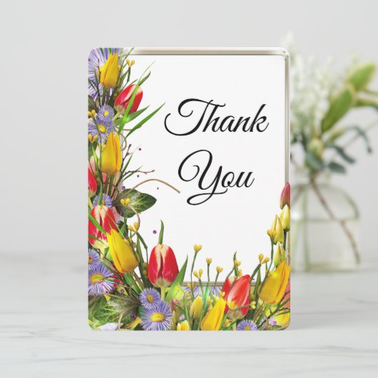 Wunderschöne Tulpen Danke Karte (Stehend Vorderseite)