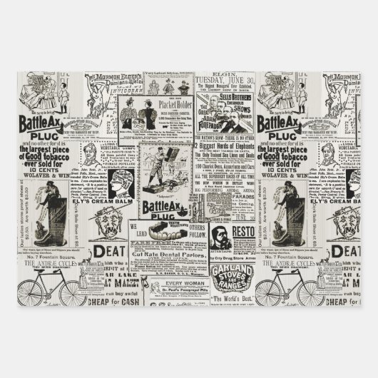 Wunderschöne Viktorianische Zeitungswerbewerbung Geschenkpapier Set (Vorderseite 3)