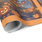 Wunderschöne Villa im Wald, Kürbisse, Halloween Geschenkpapier (Rolleneckpunkt)