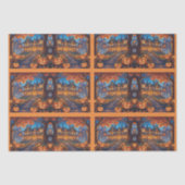 Wunderschöne Villa im Wald, Kürbisse, Halloween Seidenpapier (Vorderseite)