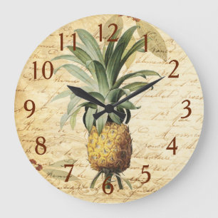 Wunderschöne Vintage-Ananas-Kunst Große Wanduhr