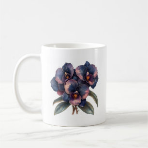 Wunderschöne vintage blaue und magentafarbene Orch Kaffeetasse