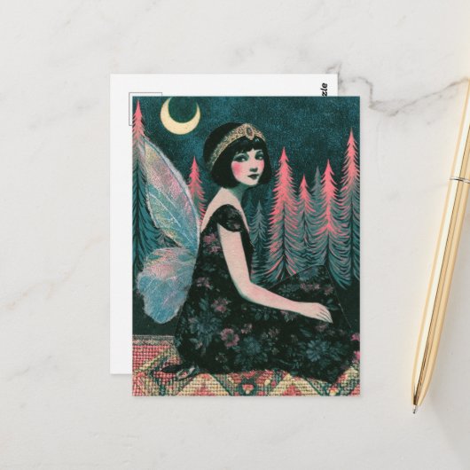 Wunderschöne Vintage-Fee Postkarte (Vorderseite/Rückseite Beispiel)