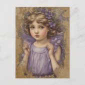 Wunderschöne Vintage-Fee und lila Blumen Postkarte (Vorderseite)