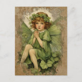 Wunderschöne Vintage-Fee und Shamrocks Postkarte (Vorderseite)
