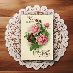 Wunderschöne Vintage-Geburtstagsglückwünsche aus d Postkarte