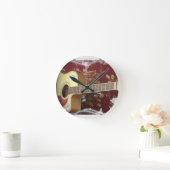 Wunderschöne Vintage Gitarre auf dem afrikanischen Runde Wanduhr (Zuhause)