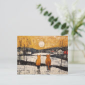 Wunderschöne Vintage-Katzen am Stadtrand Postkarte (Stehend Vorderseite)