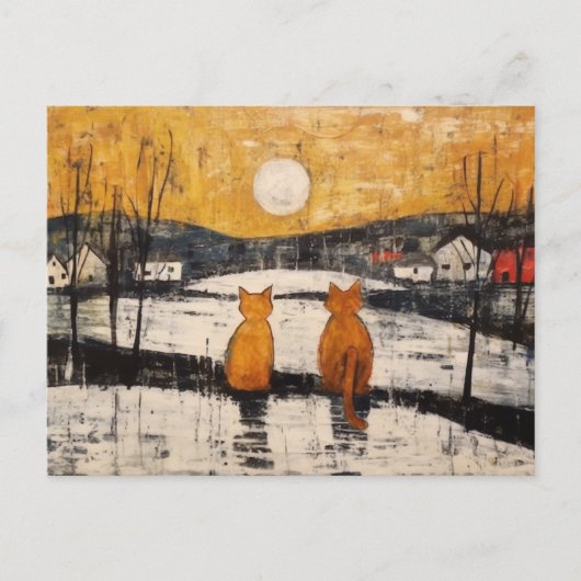 Wunderschöne Vintage-Katzen am Stadtrand Postkarte (Vorderseite)
