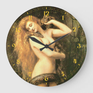 Wunderschöne Vintage-Malerei von Lilith von John C Große Wanduhr
