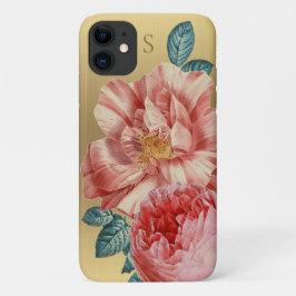 Wunderschöne Vintage Rosa Rosen mit Name Monogram Case-Mate iPhone Hülle
