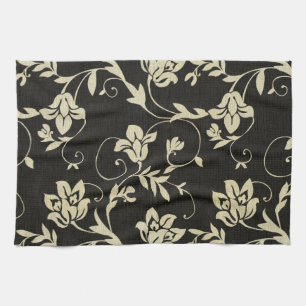 Wunderschöne Vintage-Schwarz- und Creme-Blumen, Da Geschirrtuch