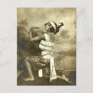 Wunderschöne Vintage-Vaudeville-Tänzerin Postkarte