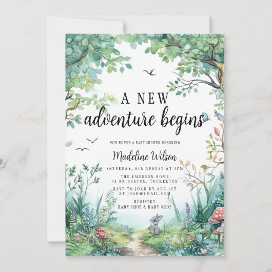 Wunderschöne Walddusche Einladung (Vorderseite)