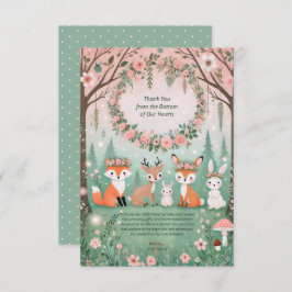 Wunderschöne Waldkreaturen mit Babydusche Dankeskarte