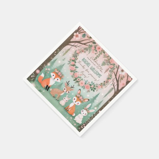 Wunderschöne Waldkreaturen mit Babydusche Serviette (Ecke)