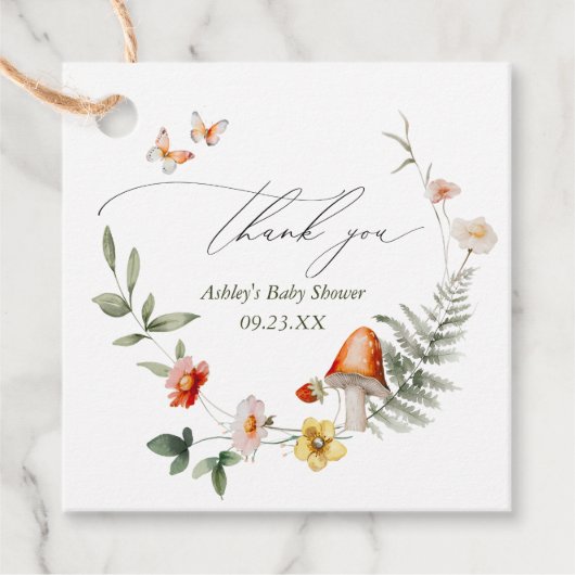 Wunderschöne Waldpuschroom-Babydusche Geschenkanhänger (Vorderseite)