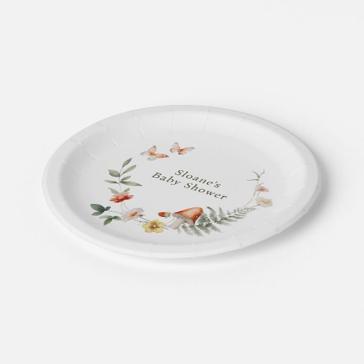 Wunderschöne Waldpuschroom-Babydusche Pappteller (Schrägansicht)