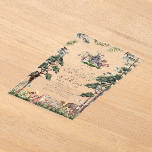 Wunderschöne Waldtierdusche Acryleinladungen (Ablage )