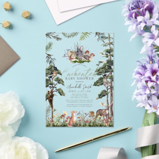 Wunderschöne Waldtierdusche Acryleinladungen (In Situ (Hochzeit))