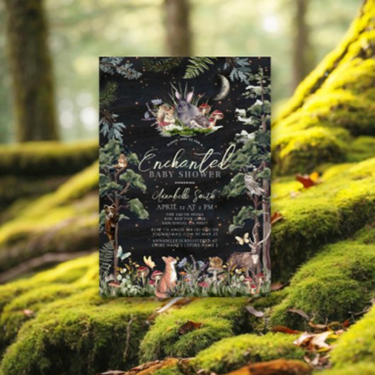 Wunderschöne Waldtierdusche Einladung