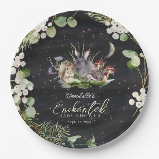 Wunderschöne Waldtierdusche Pappteller (Vorderseite)