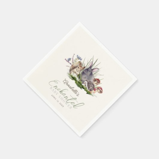 Wunderschöne Waldtierdusche Serviette (Ecke)