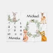 Wunderschöne Waldtiere Fox Milestone Keepake Fleecedecke (Vorderseite (Horizontal))