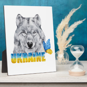 Wunderschöne Wasserfarbe Ukraine Wolf und Schmette Fotoplatte