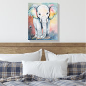 Wunderschöne Wasserfarben-Baby-Elefanten-Wandkunst Leinwanddruck (Insitu (Schlafzimmer))