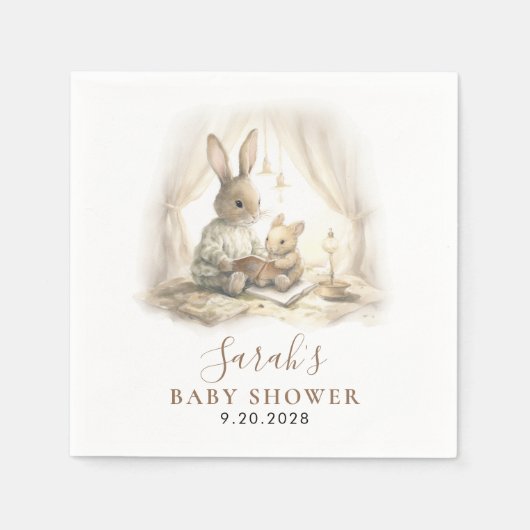 Wunderschöne Wasserfarben-Hasen-Baby-Party Serviette (Vorderseite)