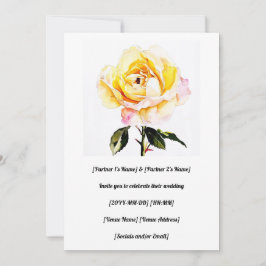 Wunderschöne, wasserfarbene Gelbe Rose Einladung