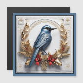 Wunderschöne Weihnachts Blue Bird Magnetkarte (Vorne/Hinten)