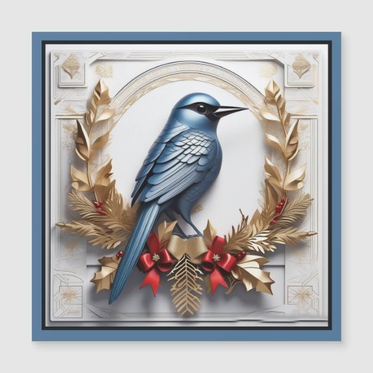 Wunderschöne Weihnachts Blue Bird Magnetkarte (Vorderseite)