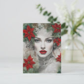 Wunderschöne Weihnachtsdame Postkarte (Stehend Vorderseite)