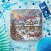Wunderschöne Weihnachtsdörfer Pappteller (Party)