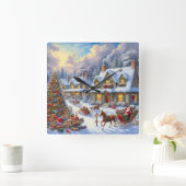 Wunderschöne Weihnachtsdörfer Quadratische Wanduhr (Zuhause)
