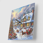 Wunderschöne Weihnachtsdörfer Quadratische Wanduhr (Winkel)