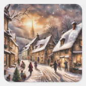 Wunderschöne Weihnachtsdörfer Quadratischer Aufkleber (Vorderseite)