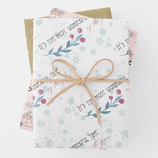 Wunderschöne Weihnachtspastells Geschenkpapier Set (Beispiel)