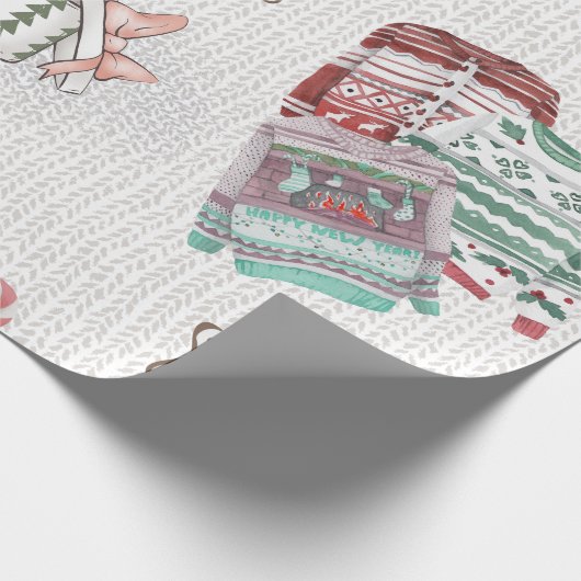 Wunderschöne Weihnachtszeit Moderne Wasserfarbe Geschenkpapier (Ecke)