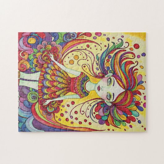 wunderschöne, weiße Girl-Originalkunst Puzzle (Horizontal)