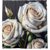 Wunderschöne weiße Rosen mit goldenen Details Duschvorhang (Vorderseite)
