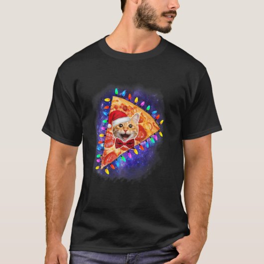 Wunderschöne Weltraumkatze in einer Pizzagalaxie K T-Shirt (Vorderseite)
