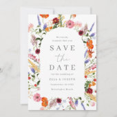 Wunderschöne Wildblumen in Wasserfarbe Hochzeit Save The Date (Vorderseite)