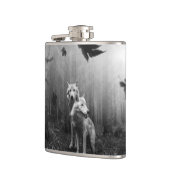 Wunderschöne Wölfe Schwarz und Weiß Leaf uns allei Flachmann (Links)